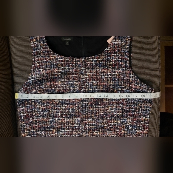 Dark Academia Dress Sleeveless Multitone Tweed Holiday Office Wear - Picture 7 of 14